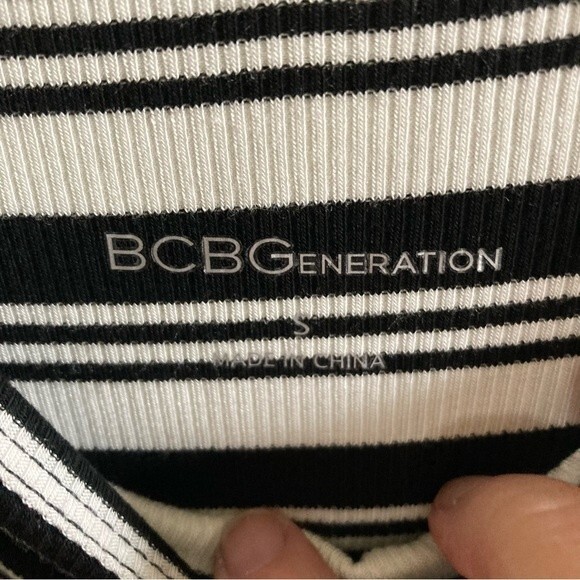 BCBGeneration Dress Womens Sm Black White Stripe Stretch Knit Tank Midi Sundress - Picture 4 of 6
